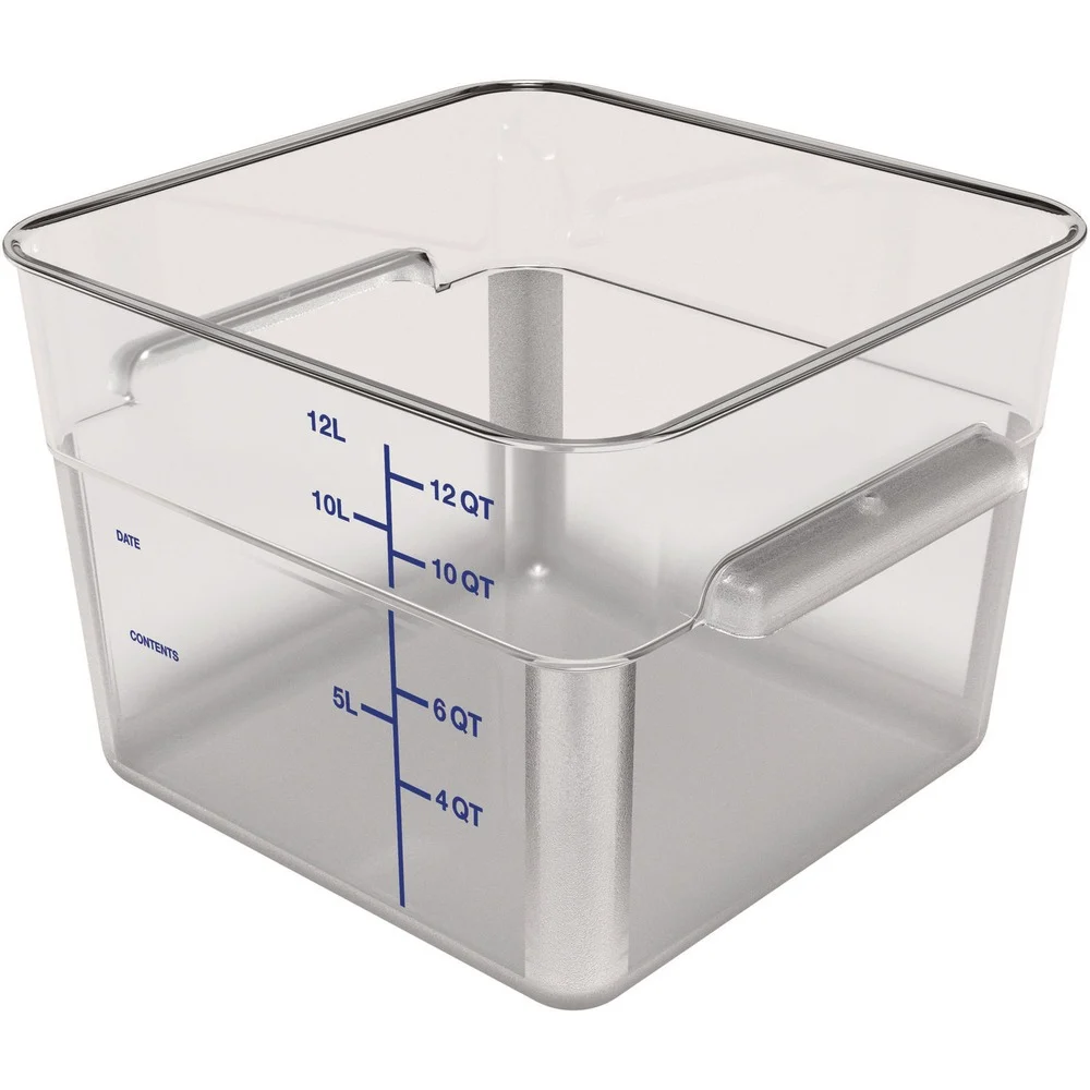 Carlisle 1195407 11.13 in. x 11.13 in. x 8.25 in. 12 qt. Squares Polycarbonate Food Storage Container - Clear