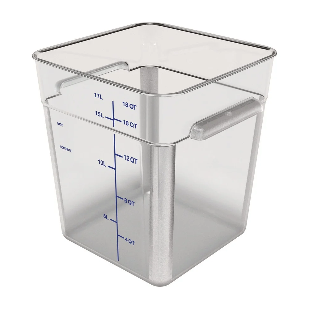 Carlisle 1195507 11.13 in. x 11.13 in. x 12.58 in. 18 qt. Squares Polycarbonate Food Storage Container - Clear