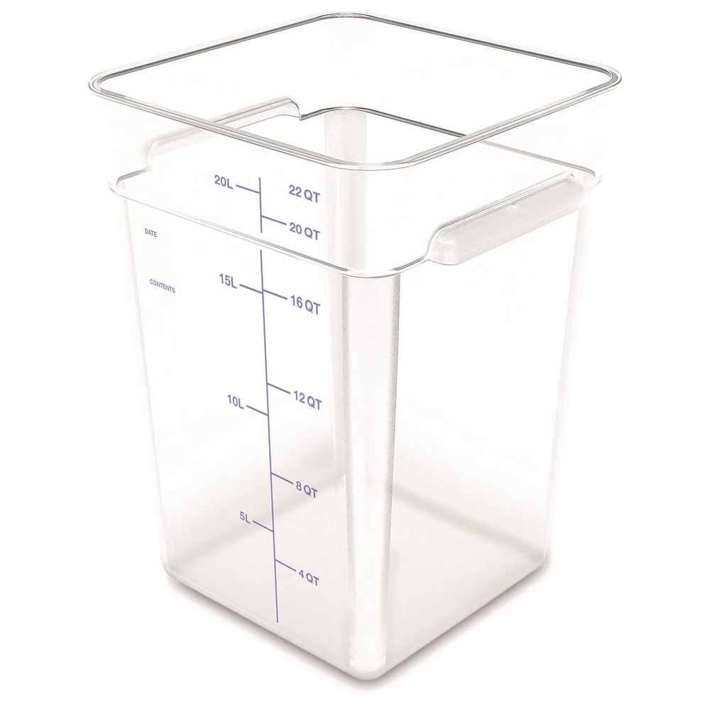 Carlisle 1195607 11.13 in. x 11.13 in. x 15.72 in. 22 qt. Squares Polycarbonate Food Storage Container - Clear