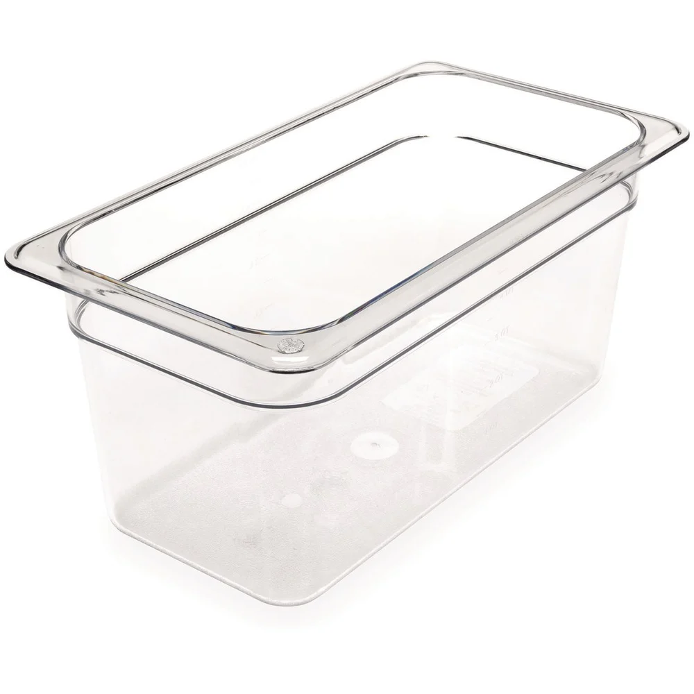 Carlisle 3066207 6.88 in. x 12.75 in. x 6 in. 5.7 qt. StorPlus Polycarbonate Plastic Food Pan - Clear