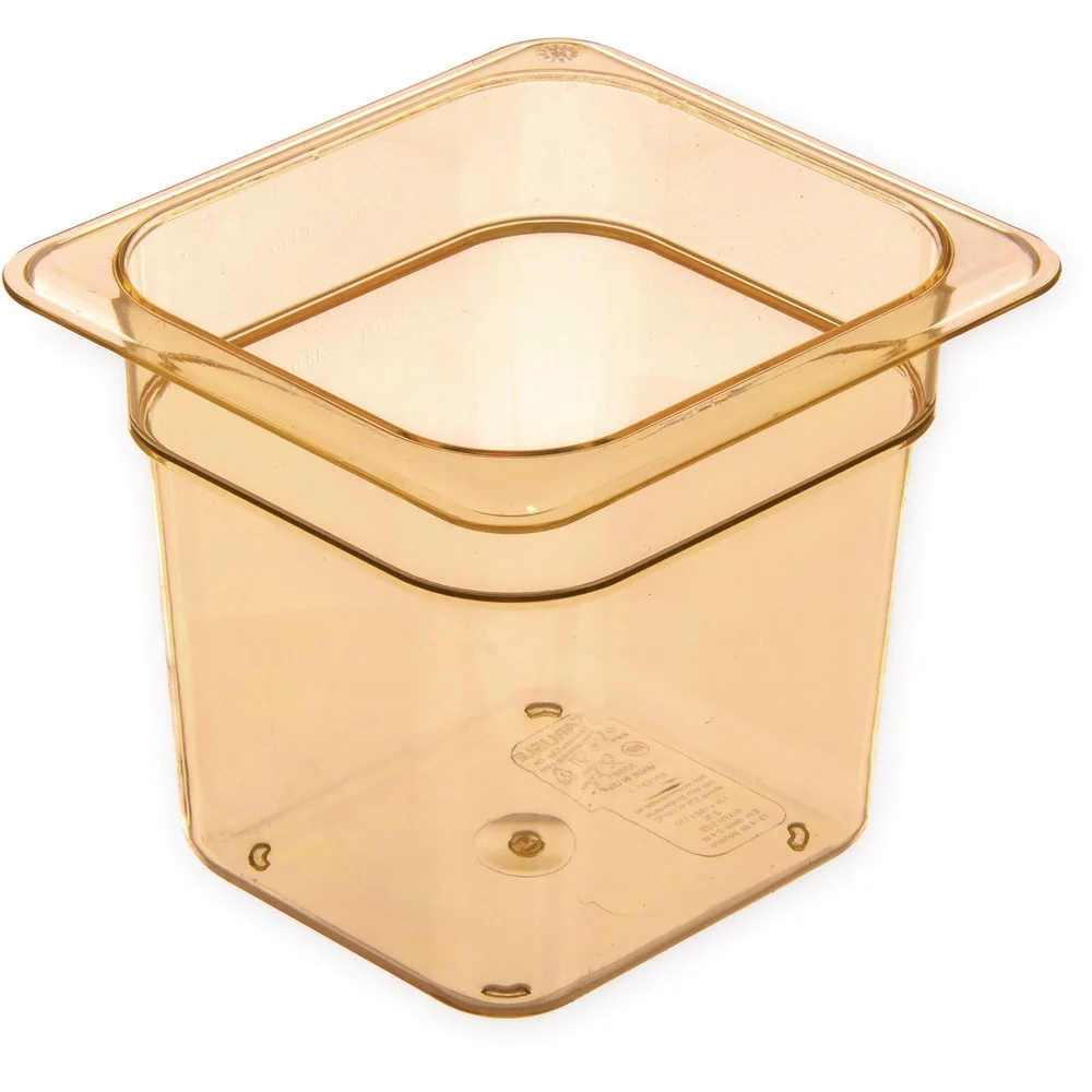 Carlisle 3088513 6.38 in. x 6.75 in. x 6 in. 2.5 qt. StorPlus High Heat Plastic Food Pan - Amber