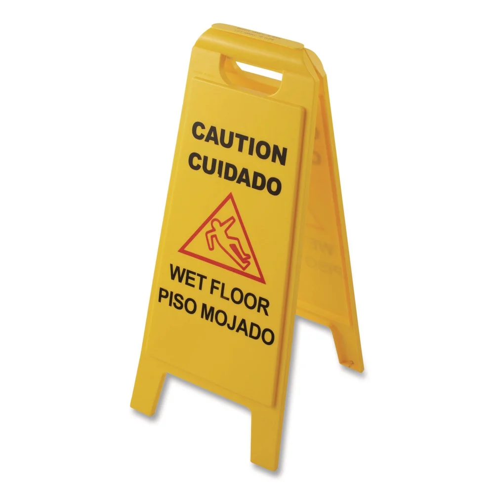 Carlisle 11 x 25 x 25 Wet Floor Sign (English/Spanish) - Yellow