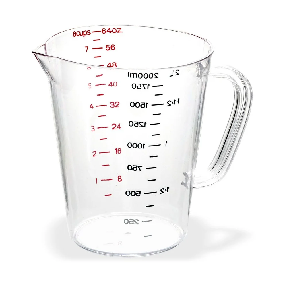 Carlisle 4314407 0.5 gal. Commercial Plastic Measuring Cup - Clear