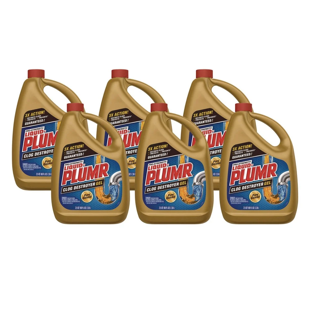 Liquid Plumr 00228 80 oz. Gel Pro-Strength Full Clog Destroyer Plus PipeGuard (6/Carton)