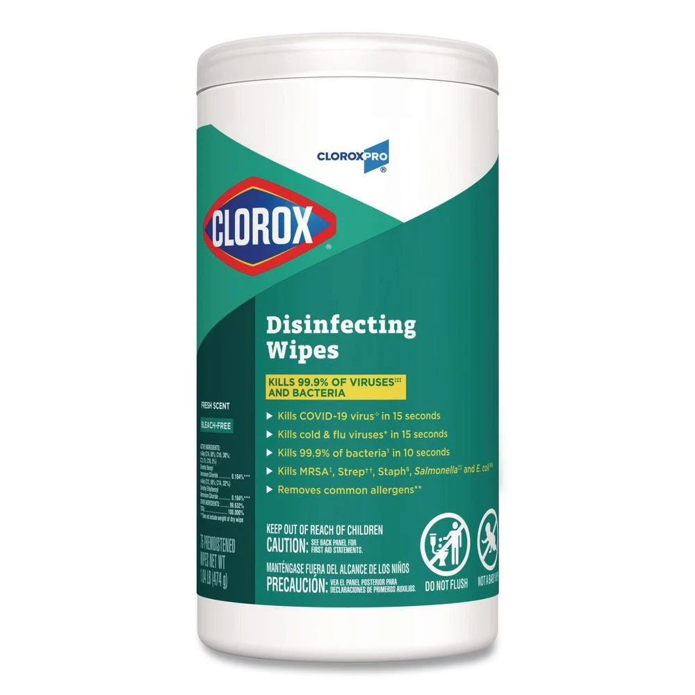 Clorox 15949 7 in. x 8 in. 1-Ply Disinfecting Wipes - Fresh Scent, White