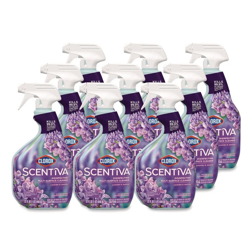Clorox Scentiva 32 oz Bleach-Free Disinfecting Multi-Surface Cleaner - Lavender and Jasmine (9/Carton)