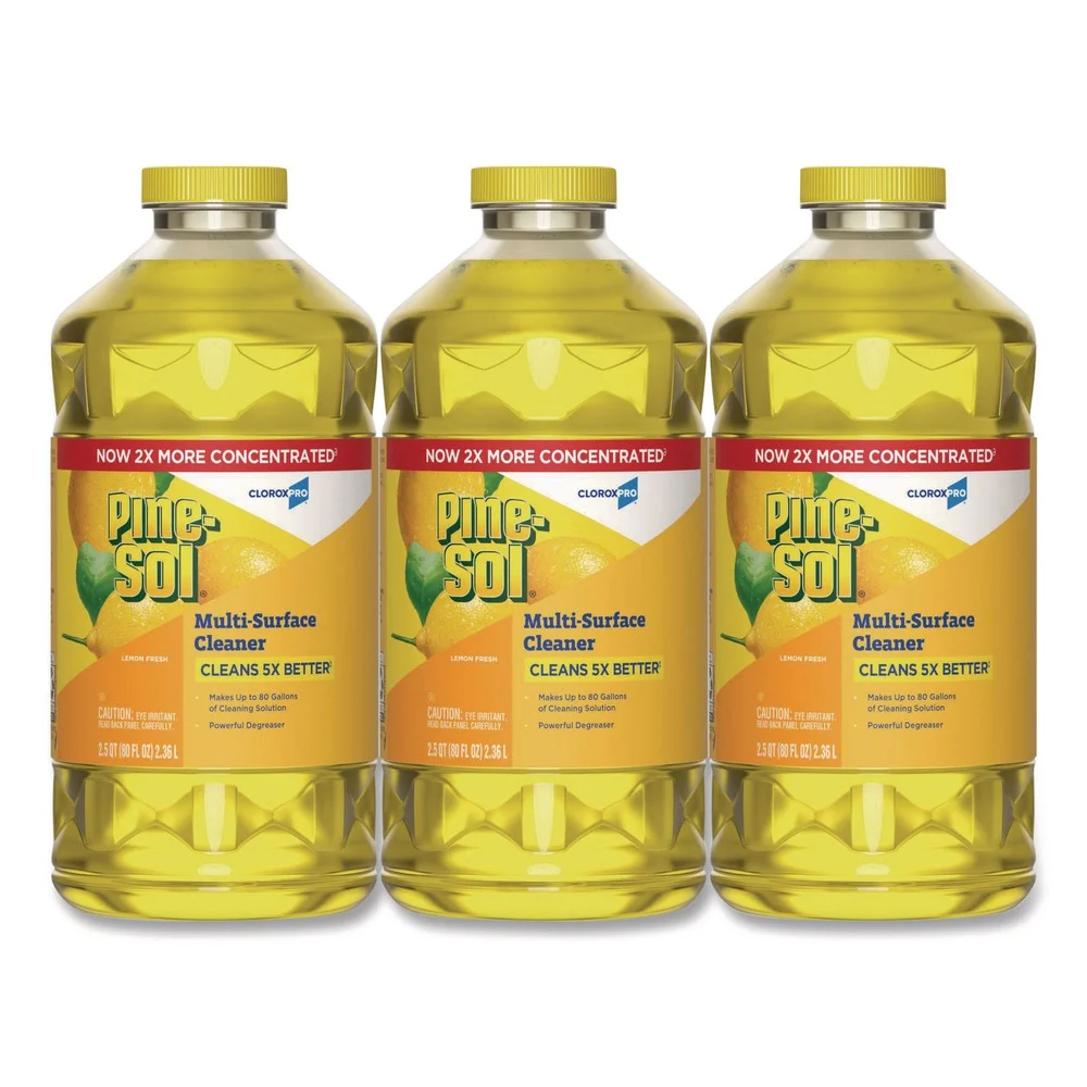 Pine-Sol 60607CT CloroxPro 80 oz. Bottle Multi-Surface Cleaner Concentrated - Lemon Fresh Scent (3/Carton)
