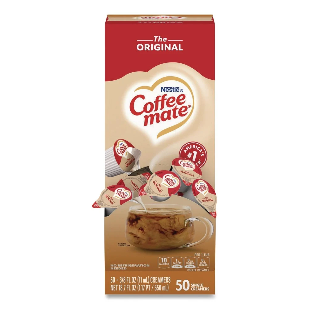 Coffee-Mate 0.38 oz. Liquid Coffee Creamer Mini Cups - Original (50/Box)