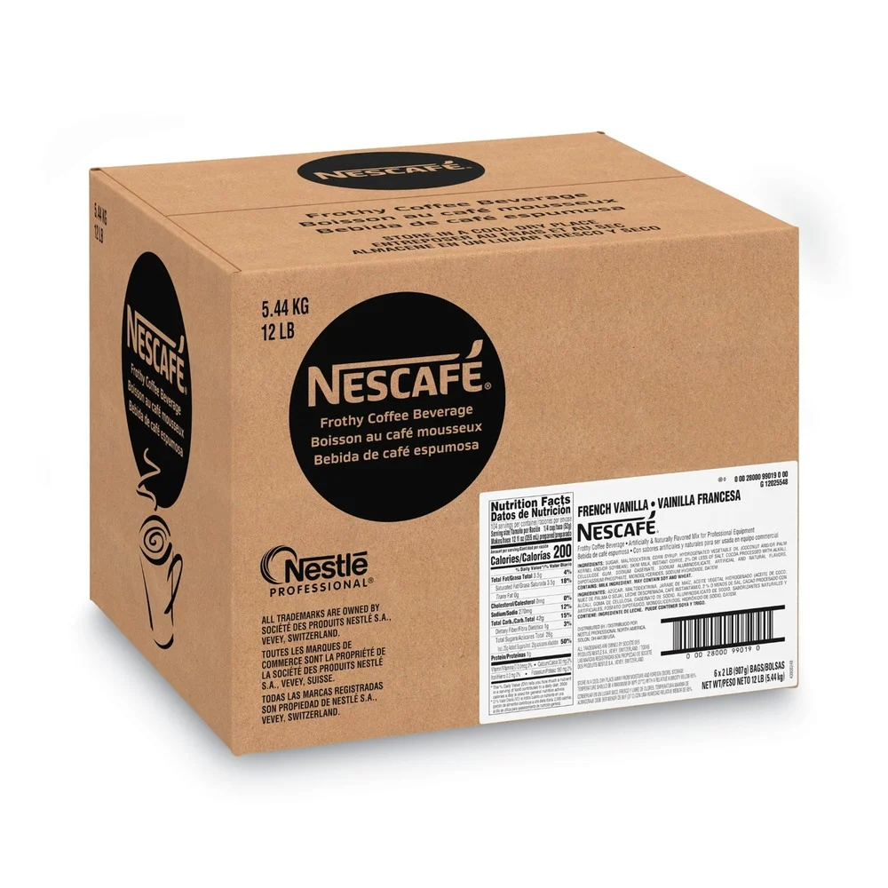 Nescafe 2 lb Bag Frothy Coffee Beverage - French Vanilla (6/Carton)