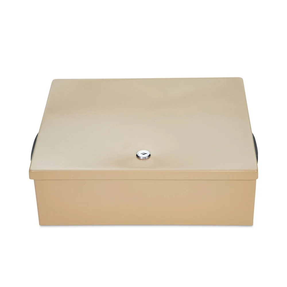 CONTROLTEK 14.38 in. x 11 in. x 4.13 in. 1-Compartment Jumbo Locking Cash Box - Sand