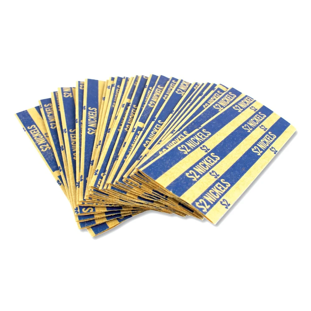 CONTROLTEK 2 Dollar Nickels Flat Tubular Coin Wrap - Blue (1000/Box)