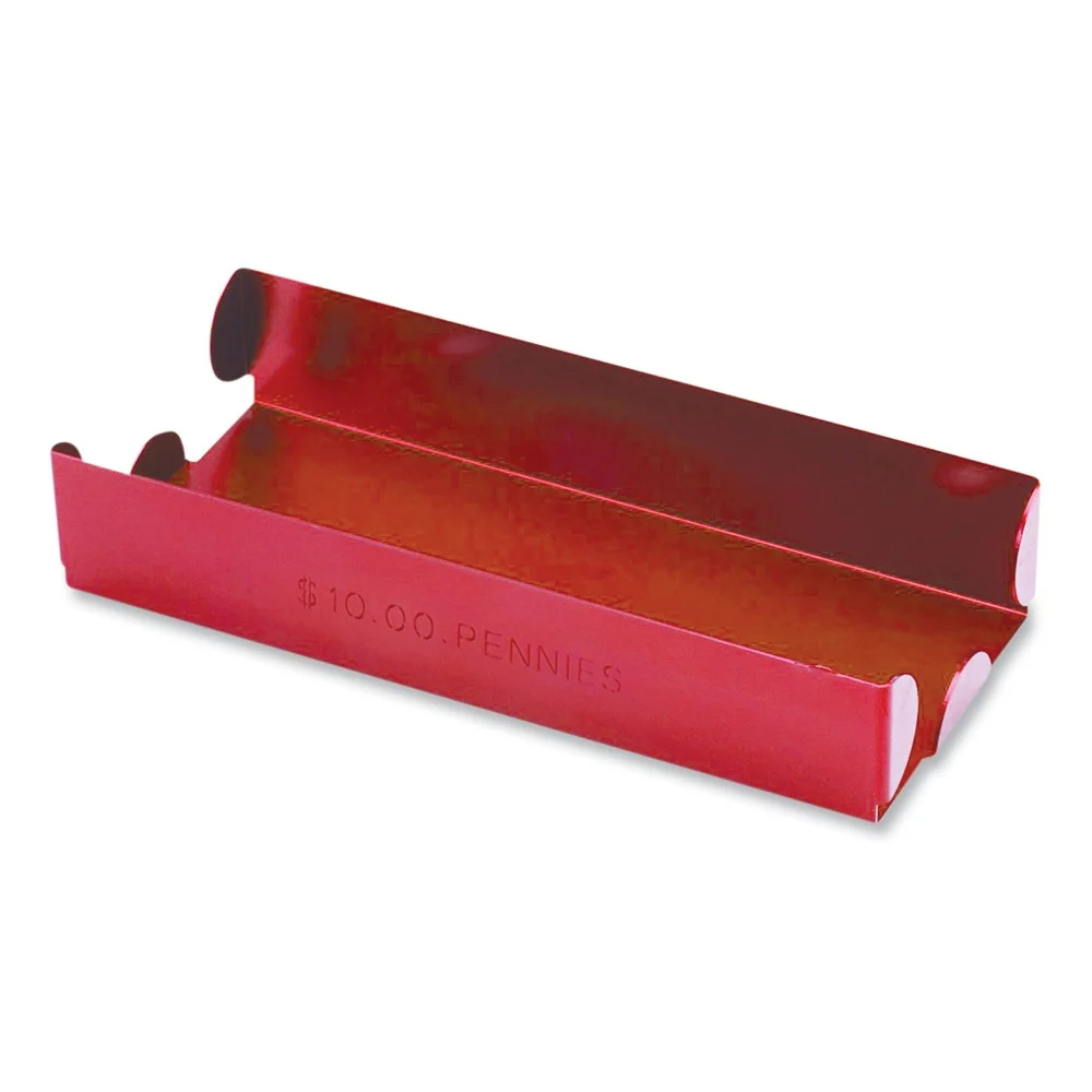 CONTROLTEK 3.5 in. x 10 in. x 1.75 in. Pennies Stackable Metal Coin Tray - Red