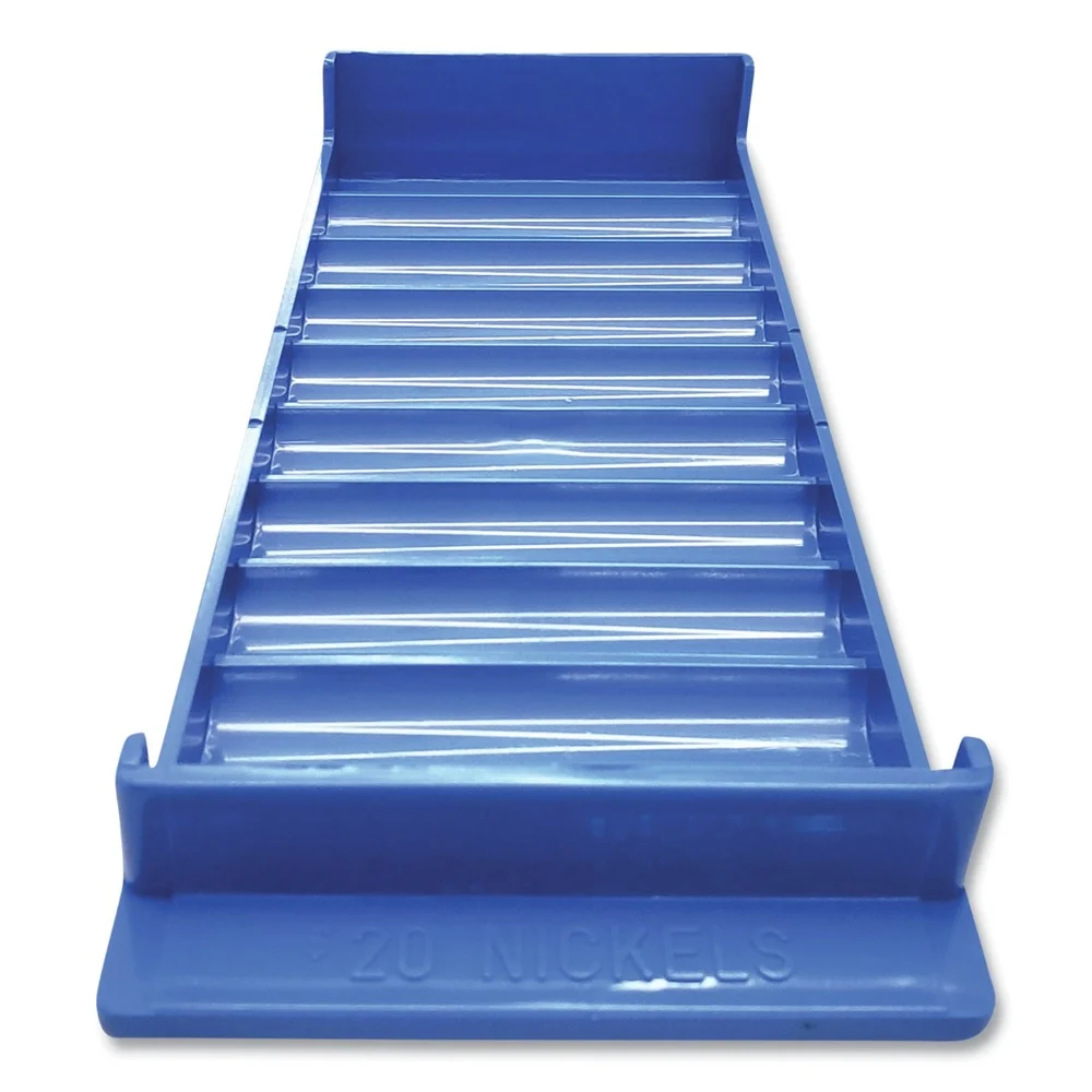 CONTROLTEK 3.75 x 10.5 x 1.5 Stackable 10-Compartment Plastic Coin Tray - Blue (2/Pack)