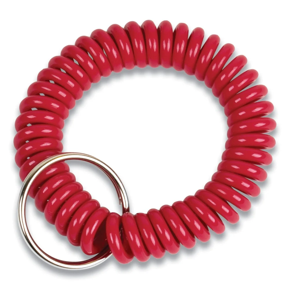 CONTROLTEK 565123 Wrist Key Coil Key Organizers - Red (12/Pack)