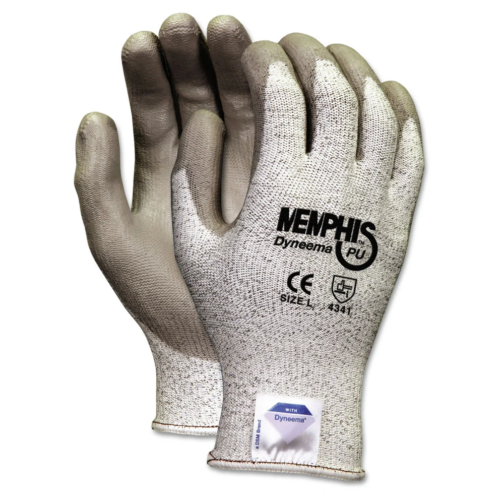 MCR Safety Memphis Dyneema Polyurethane Gloves - X-Large, White/Gray (1-Pair)