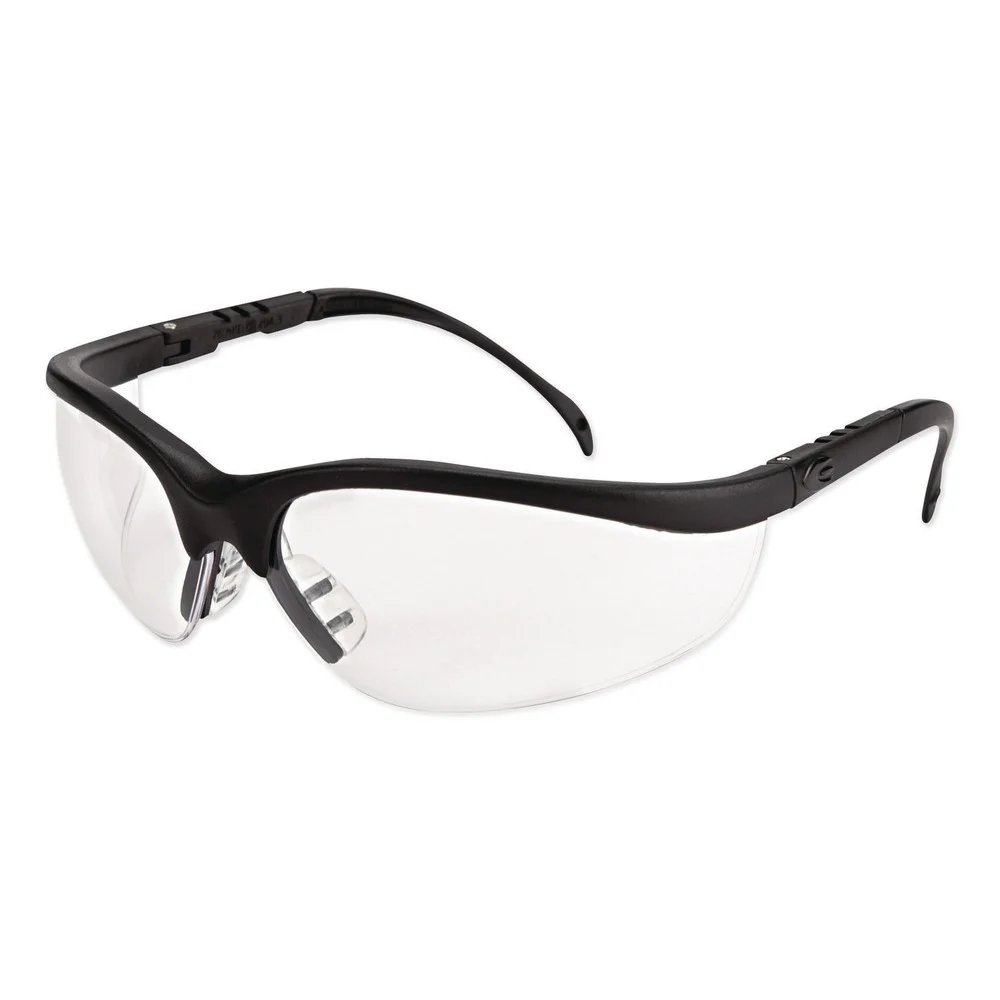 MCR Safety Klondike Safety Glasses - Matte Black Frame/Clear Lens (12/Box)