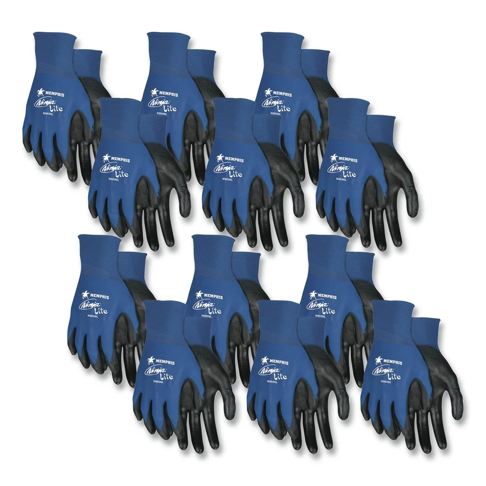 MCR Safety Ultra Tech TaCartonile Dexterity Work Gloves - Large Blue/Black (1-Dozen)