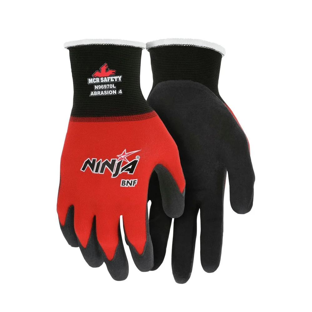 MCR Safety Ninja BNF Gloves - Medium/Black/Red (1-Dozen)