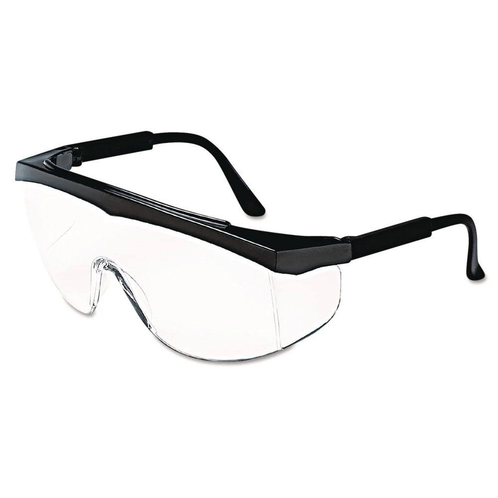 MCR Safety Stratos Safety Glasses - Black Frame Clear Lens (12/Box)