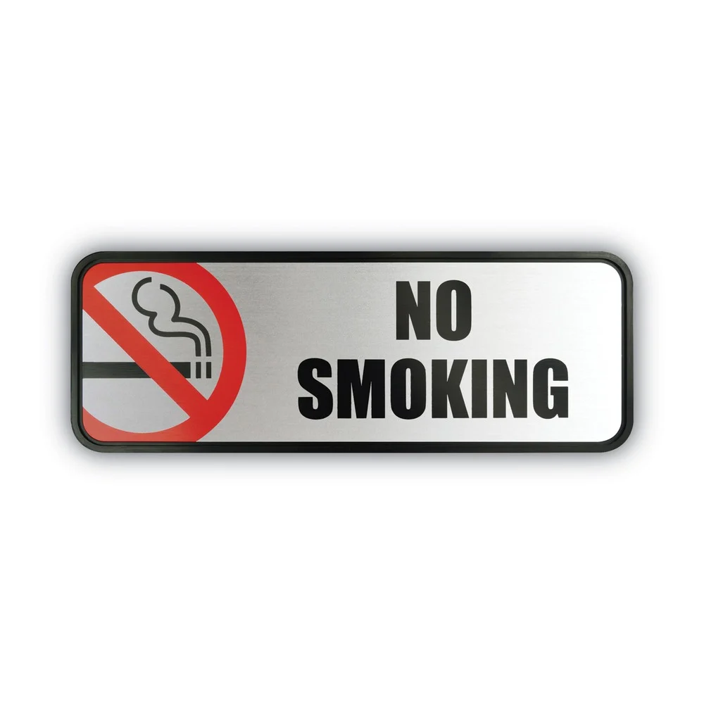 Cosco 9 in. x 3 in. No Smoking Brushed Metal Office Sign - Silver