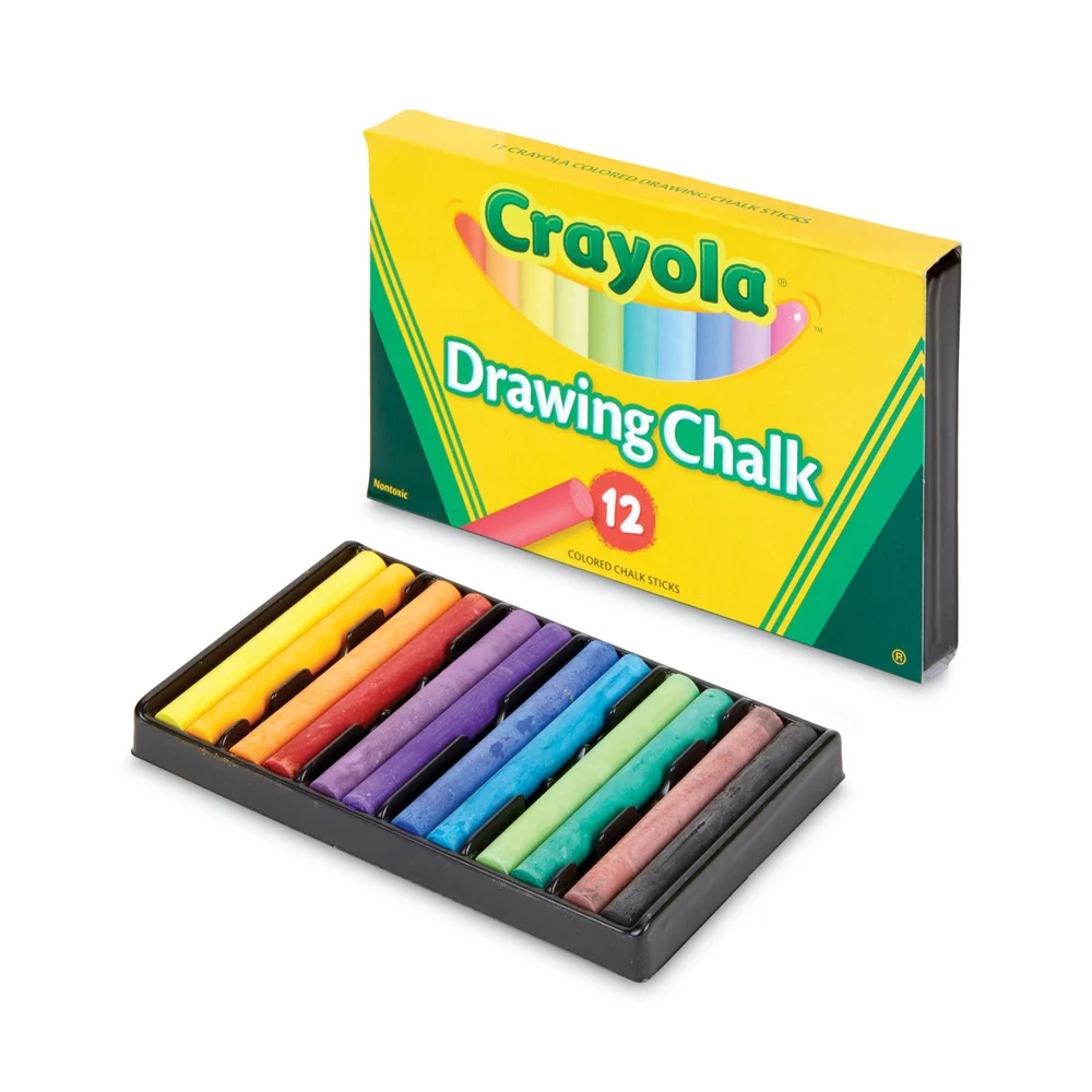 Crayola 3.19 in. x 0.38 in. Diameter Colored Drawing Chalk - Assorted Colors (12/Set)