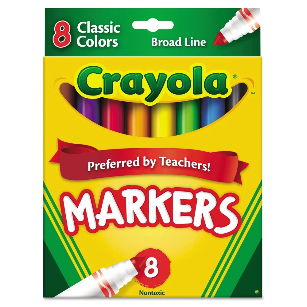 Crayola Broad Bullet Tip Non-Washable Marker - Assorted Classic Colors (8/Set)