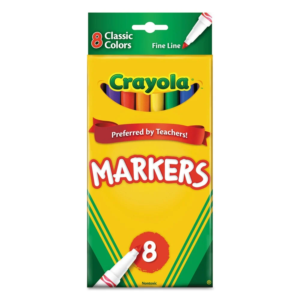 Crayola Non-Washable Fine Bullet Tip Marker - Assorted Classic Colors (8/Set)
