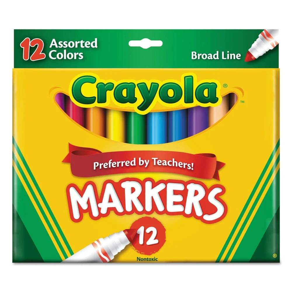 Crayola 587712 Broad Bullet Tip Non-Washable Marker - Assorted Classic Colors (12/Set)