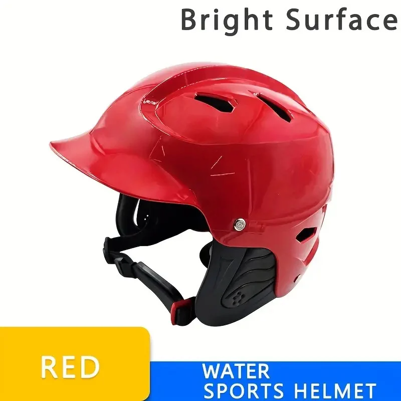 ABS Water Rescue Helmet: Skiing, Biking, Adjustable Wakeboarding, Rafting, and Kayaking Safety Gear with Detachable Ear Protection Red