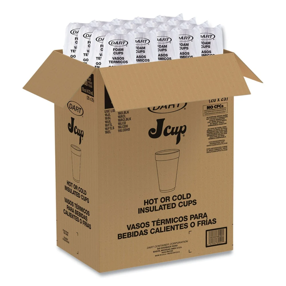 Dart 16J165 16 oz. Foam Drink Cups - White (500/Carton)