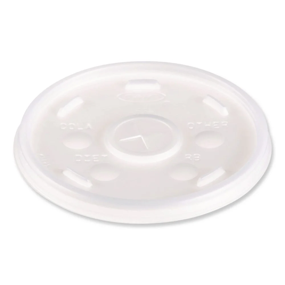 Dart Straw-Slotted Plastic Lids for 12 oz to 24 oz Hot/Cold Cups - Translucent (100/Pack)
