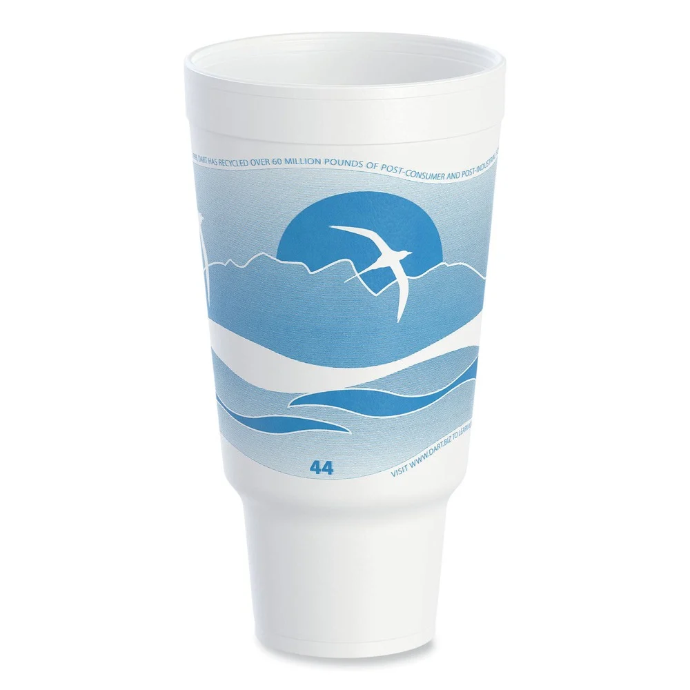Dart 44AJ32H 44 oz. Horizon Hot/Cold Foam Drinking Cups - Ocean Blue/White (300/Carton)