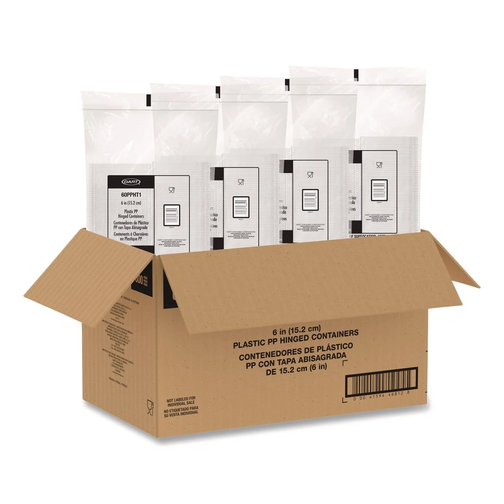 Dart 6.31 in. x 6.31 in. x 3 in. ProPlanet Microwaveable Hinged Plastic Containers - Clear (300/Carton)