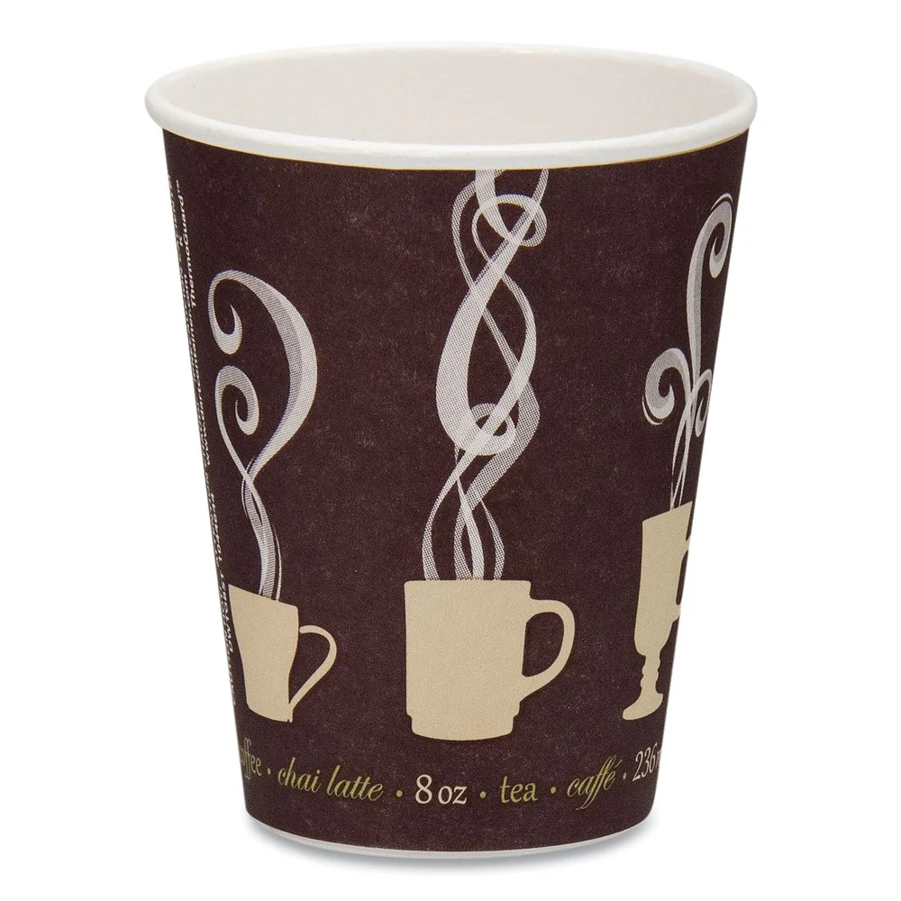 Dart DWTG8ST Thermoguard 8 oz. Insulated Paper Hot Cups - Steam Print (1000/Carton)