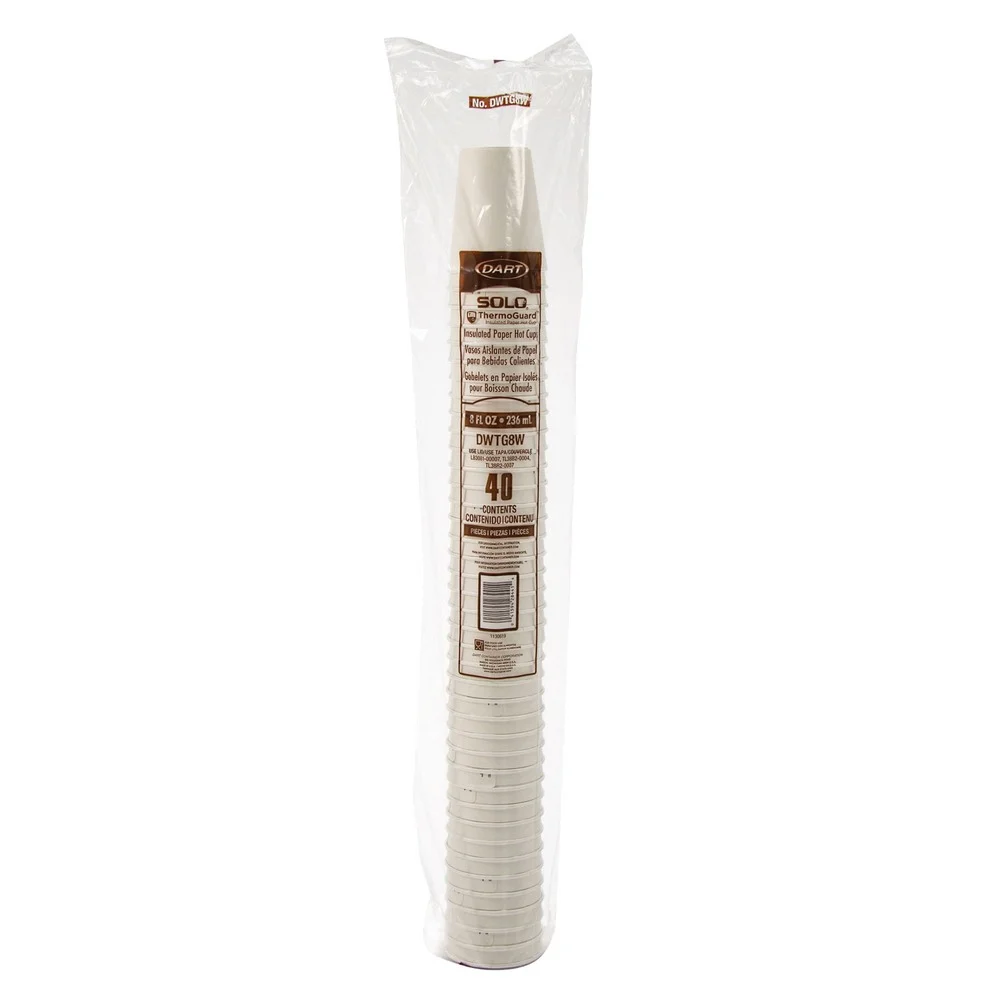 Dart Thermoguard 8 oz. Insulated Paper Hot Cups - White Sustainable Forest Design (40/Pack)