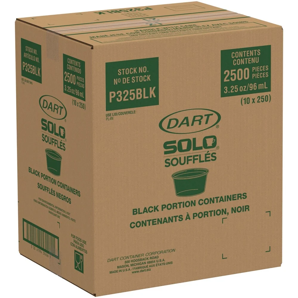 Dart 3.25 oz. Polystyrene Portion Cups - Black (2500/Carton)