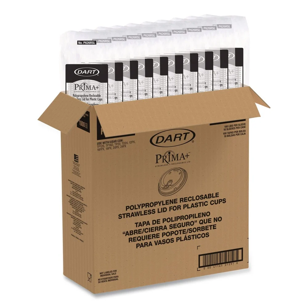 Dart Prima Strawless Plastic Lids Fits 12 oz. to 26 oz. Cold Cups - Clear (1000/Carton)