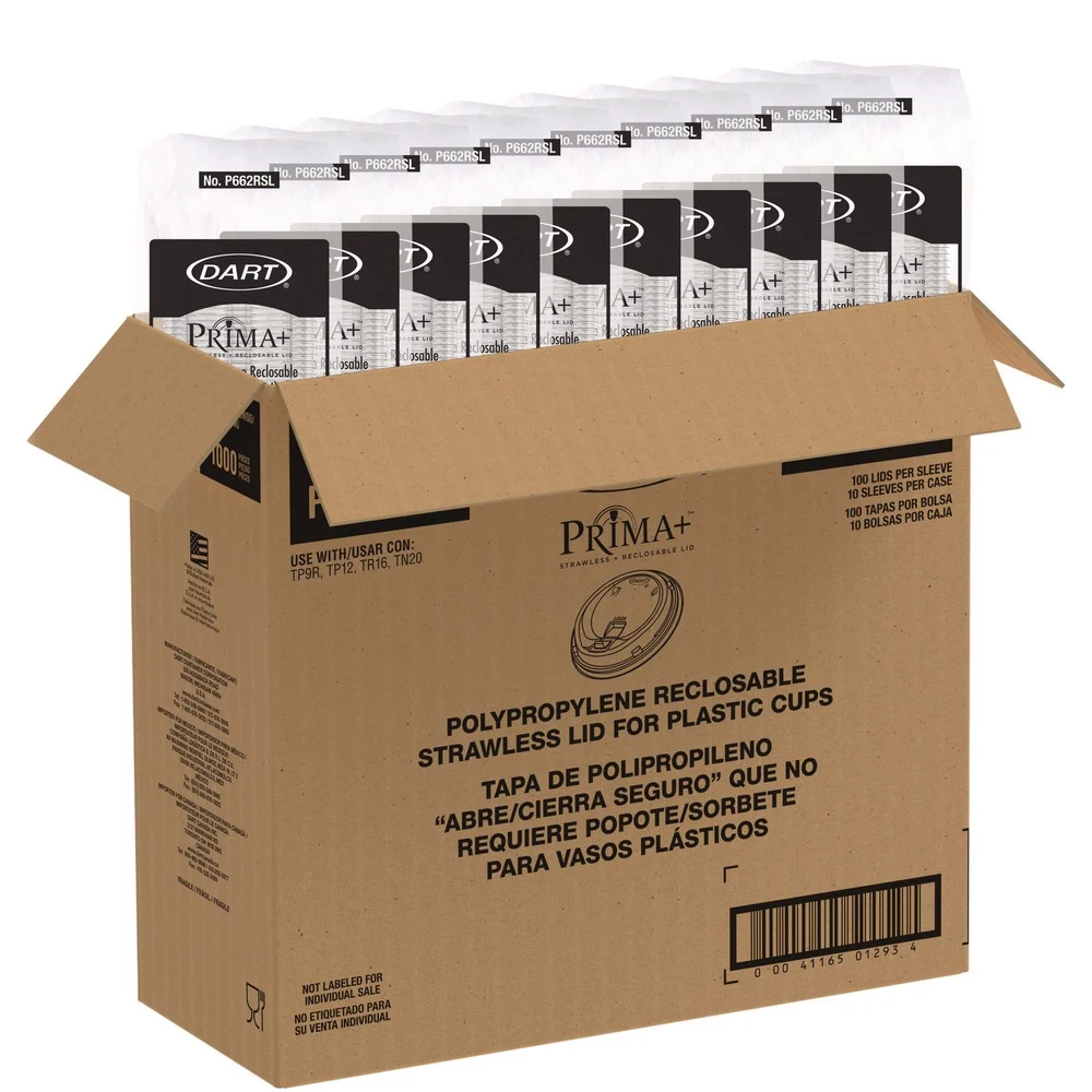 Dart Prima Strawless Plastic Lids Fits 9 oz. to 20 oz. Cold Cups - Clear (1000/Carton)
