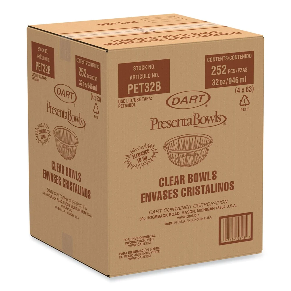 Dart PresentaBowls 32 oz. Plastic Bowls - Clear (252/Carton)