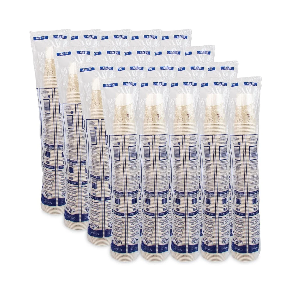 SOLO ProPlanet Seal Symphony Design Wax-Coated 9 oz. Cold Paper Cups - Beige/White (2000/Carton)