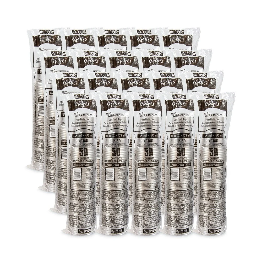 Dart TP16D Ultra Clear 16 oz. Squat PET Cups (50/Pack)
