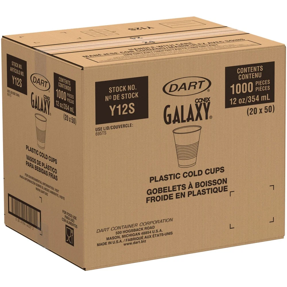 Dart 12 oz. High-Impact Polystyrene Squat Cold Cups - Translucent (50/Pack)