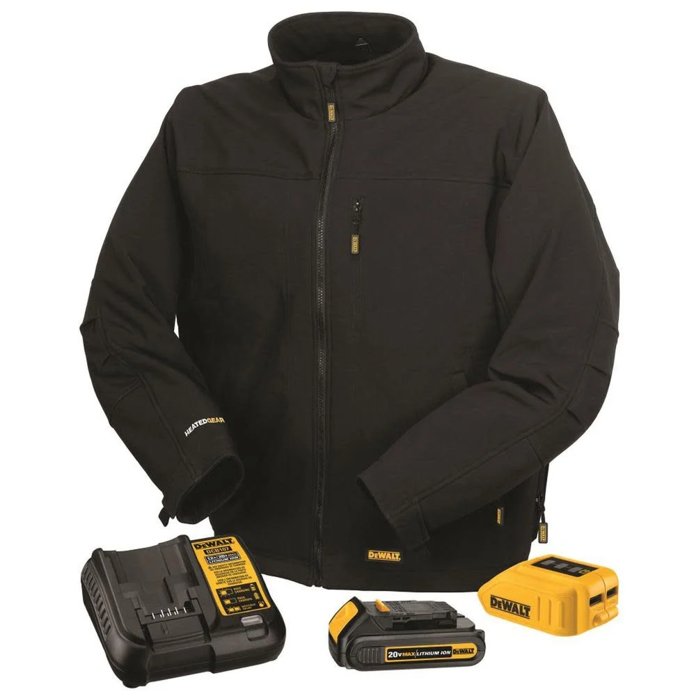 Dewalt 20V MAX Lithium-Ion Soft Shell Heated Work Jacket Kit - Large, Black (2 Ah) - DCHJ060ABD1-L