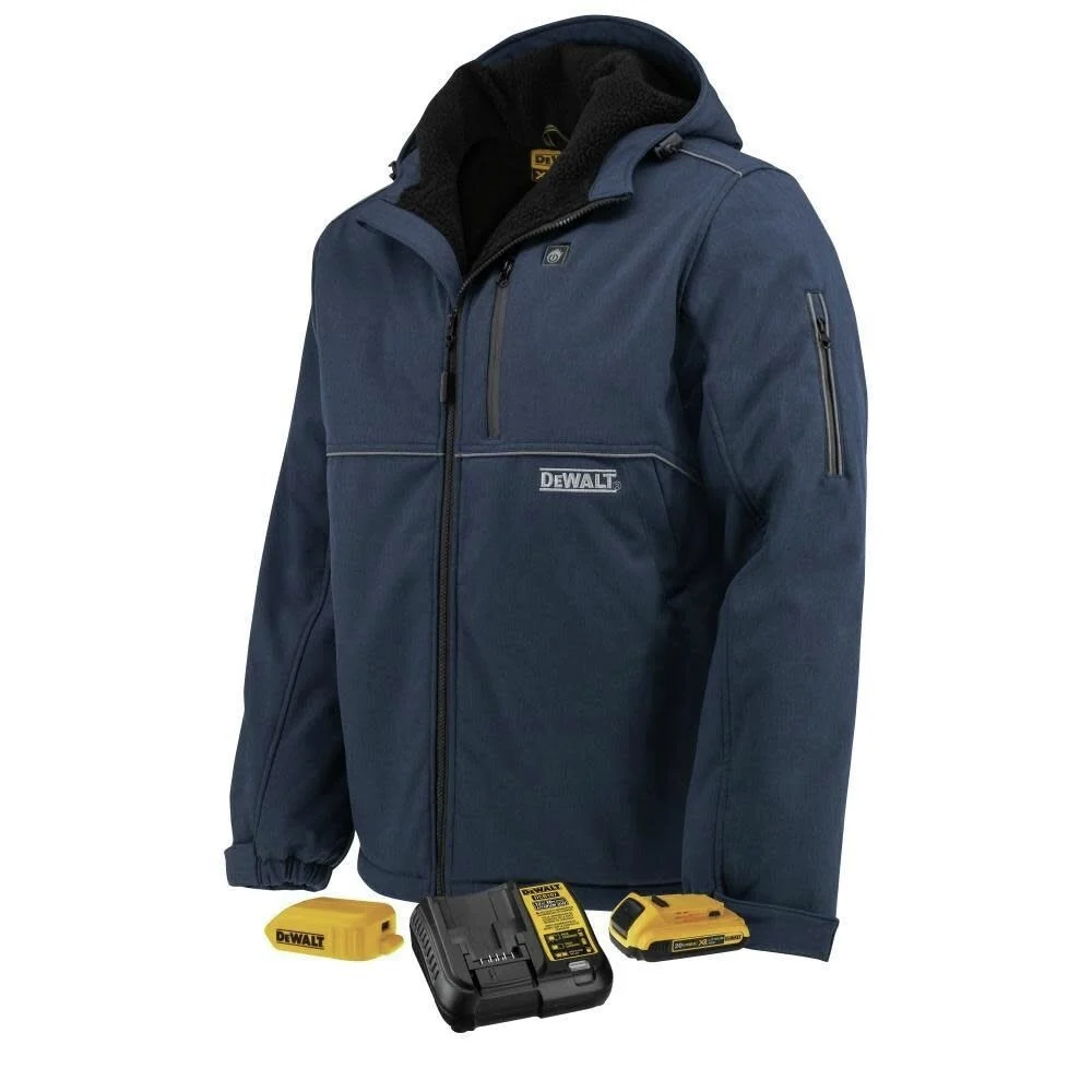 Dewalt 20V MAX Lithium-Ion Men's Standard Reflective Soft Shell Heated Jacket Kit - Large, Navy - DCHJ101D1-L