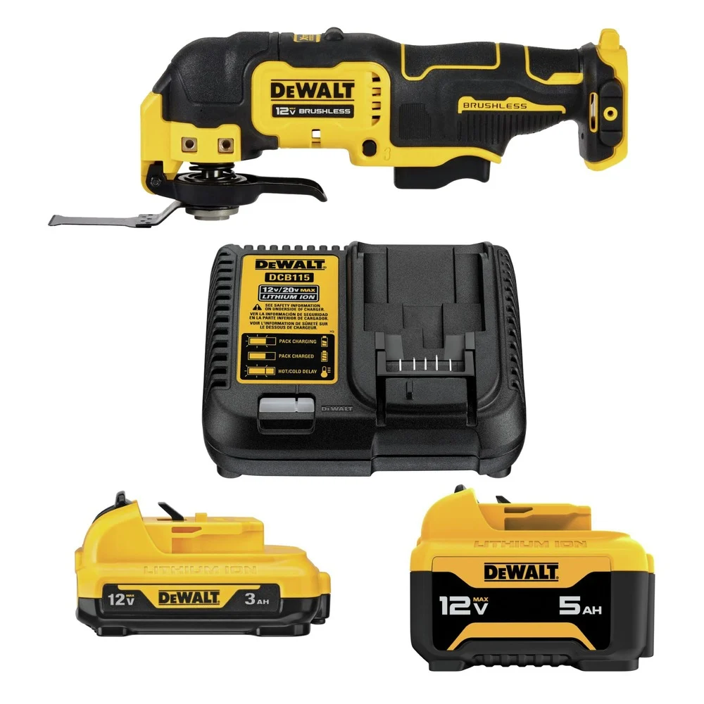 Dewalt 12V MAX XTREME Brushless Lithium-Ion Cordless Oscillating Tool with 2 Batteries and Charger Starter Kit Bundle (3 Ah/5 Ah) - DCS353BDCB135C-BNDL