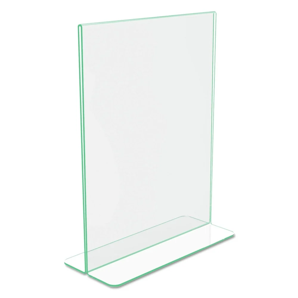Deflecto 5991790 8.5 in. x 11 in. Insert Superior Image Premium Green Edge Sign Holders - Clear/Green