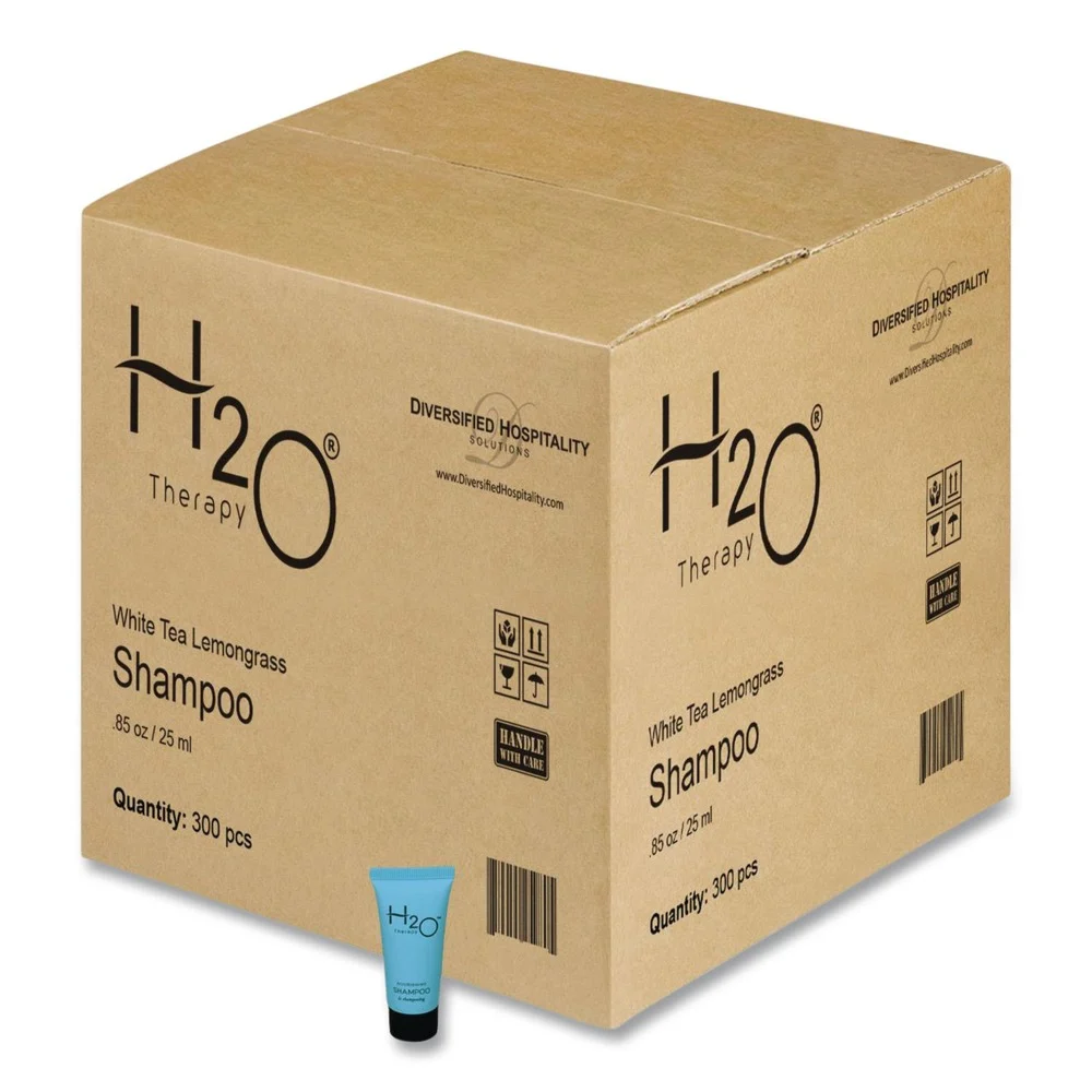 Diversified Hospitality Solutions H2O Therapy 0.85 oz Single-Use Shampoo - White Tea and Lemongrass (300/Carton)