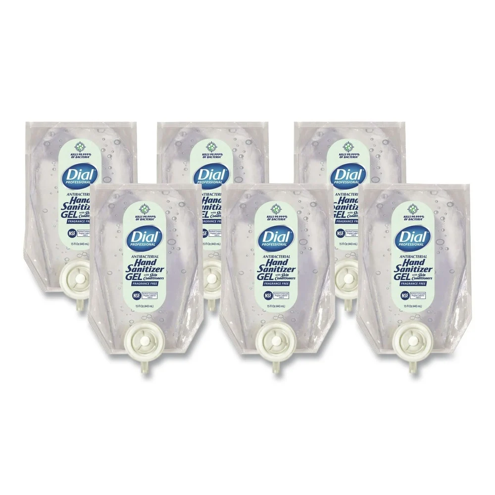 Dial Professional 15 oz Antibacterial Gel Hand Sanitizer Refill for Versa Dispenser - Fragrance-Free (6/Carton)