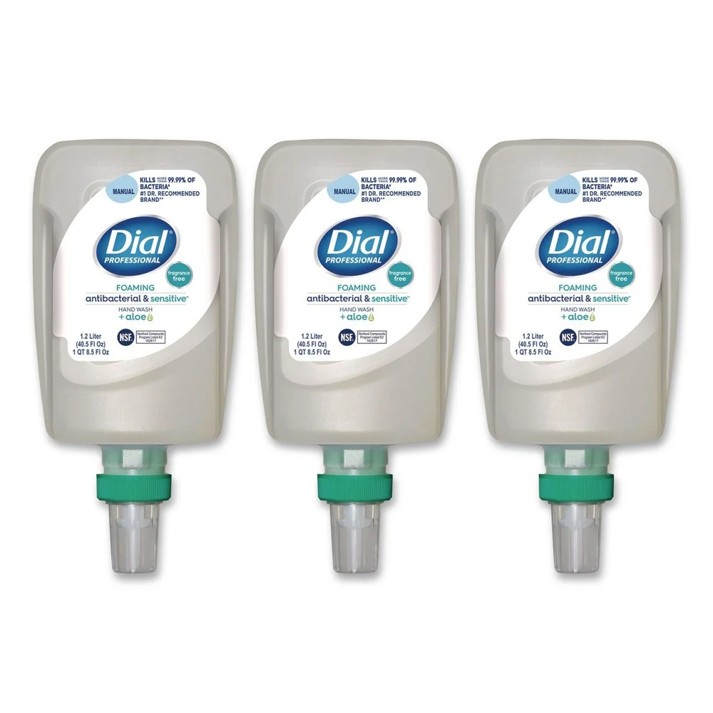 Dial Professional 17000 32100 CleanPlusGentle 1.2 Liter Antibacterial Foaming Hand Wash Refill for FIT Manual Dispenser - Fragrance Free (3/Carton)