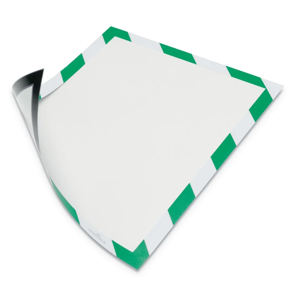 Durable 8.5 in. x 11 in. DURAFRAME Security Magnetic Sign Holder - Green/White Frame (2/Pack)